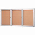 Aarco Aarco Products DCC3672-3R 3-Door Enclosed Bulletin Board - Clear Satin Anodized DCC3672-3R